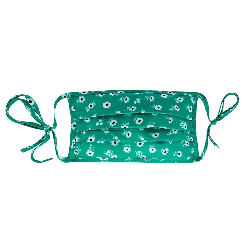 RIXO green floral tie face mask NWT